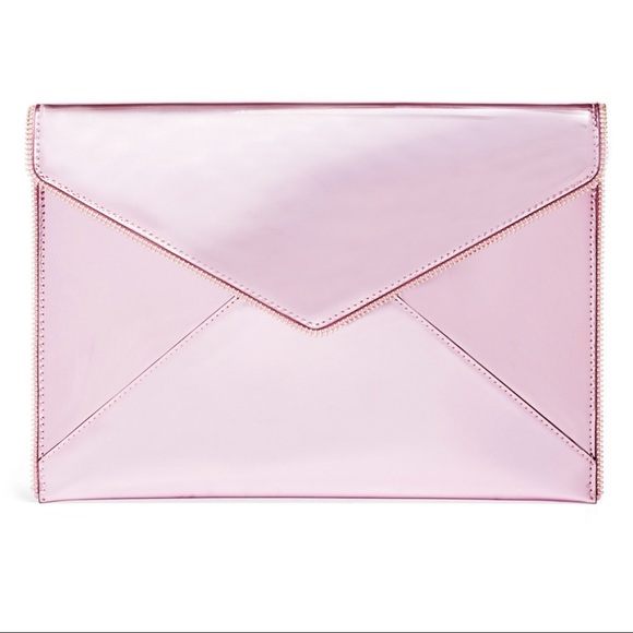 Rebecca Minkoff Leo Mirror Pink Metallic Clutch - Picture 9 of 14